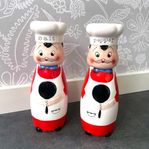 Fina stora ovanliga retro vintage salt pepparkar gubbe kock