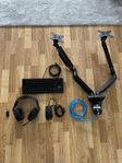 Komplett Gamingpaket, Headset, mus, tangentbord, skärmstati