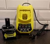 1 st nytt 5.5Ah batteri + laddare till Ryobi One+ 18V-serie