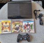 PS3 Super Slim / 3 Spel / Dualshock handkontroll 