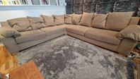 Beige Hörnsoffa 