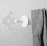 4 st. vita Högtidlig Finial White Fleur de Lis Curtain 