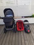 Britax smile 2 liggvagn + babyskydd + isofix