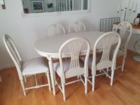Matgrupp med 6 stolar, gustaviansk stil 