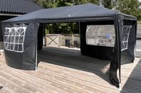 Grått partytält/paviljong 3x6 m – helt nytt