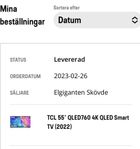 TCL 55” Qled760 4K smart tv 
