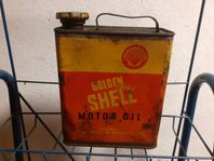 Gammal oljedunk i plåt shell 2 L