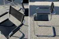 4st Stolar Bauhaus + Asko Designstolar - Svart skinn & Krom