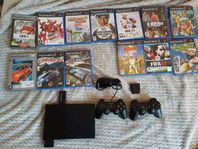 PS2 med 13 spel - 2 Kontroller - PS2toHDMI Adapter