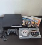 PS3 Slim / 4 Spel / Dualshock Handkontroll