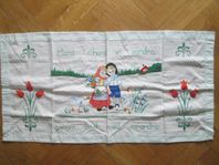Gammal handbroderad väggbonad.
