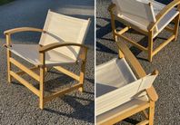 2st Vintage Safaristolar Dansk design- Trä med vitt tyg