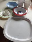 Melamin och plastmuggar samt tallrikar