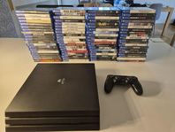 Playstation 4 Pro. Nyservad. 80 st spel.