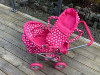 Dockvagn rosa med vita blommor, lös bärinsats, hopfällbar