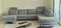 Toronto Schäslong +3-s+divan. Tyg Rocco dark grey