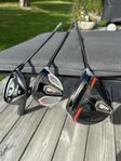 Herr, TaylorMade driver, fairwaywood och Titleist hybrid