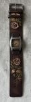 Fossil damklocka med läderarmband och blomapplikationer 