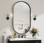 Oval väggspegel 91x51 cm svart aluminium – ny i kartong