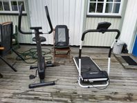 Motionscykel, gåband och massagedyna, 900 kr för alla 3
