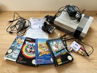 Nintendo NES med 4 spel + 2 handkontroller + HDMI utgång