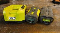 Ryobi 2st 36V batterier + laddare