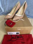Christian Louboutin pigalle follies 85 mm patetnt i beige.
