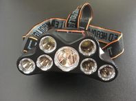 Stark lysande pannlampa, uppladdningsbart