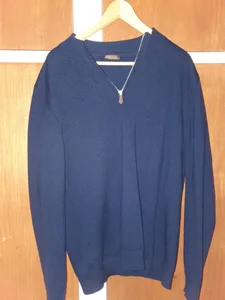 Stenströms Marinblå Merinoulltröja Half Zip