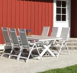 Utegrupp med bord och 6 positionsstolar