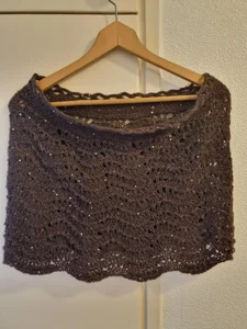 Elegant stickad poncho (handgjord), 100% mohair