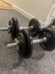 två hantlar 15 kg 