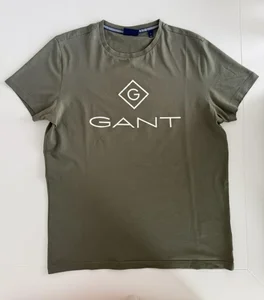 GANT t-shirt S – logotryck, olivgrön