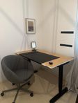 Två skrivbord, justerbart elbord, Liatorp + 2 kontorsstolar