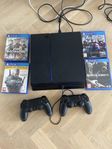 Playstation 4 - 2 handkontroller & 4 spel
