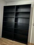 2 Svarta Billy Bokyllor 202 x 80 x 30 cm som nya 