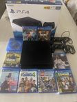 PS4 Slim 500GB + 2 kontroller + 9 spel