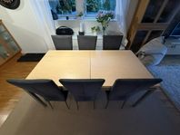 Matbord med bänkskiva & stolar