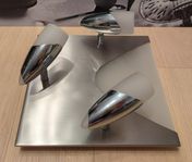 Taklampa med 3 lampor, borstad stål/vit glas, 25 cm
