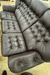 Soffgrupp i äkta läder - (2*1-sits) + (1*3-sits)