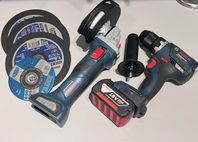 Bosch vinkelslip och skruvdragare med batteri 18v