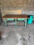Industribänk med skruvstycke – 202 x 101 cm – tung & st