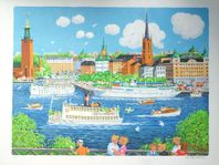 Bert Håge HÄVERÖ Signerad litografi "Sommaren i Stockholm