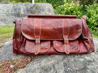 Vintage weekend bag i cognacsfärgat skinn 