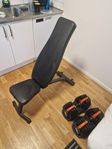 Justerbar hantlar 2-22, Bänk och yoga matta (180x60)