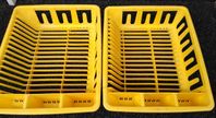 2 gula diskställ Hammarplast retro vintage
