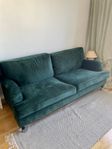 Sammetssoffa grön 3,5-sits