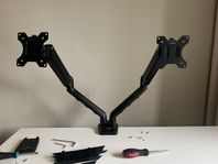 Monitorarm, 2 skärmar, Deltaco 17"-32" / Vesa 75-100 / Tilt