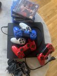 PS4 med 4 handkontroller och 5 spel