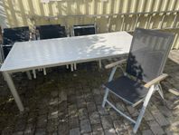 Jutlandia utemöbler (1 bord + 6 positionsstolar inkl dynor)
